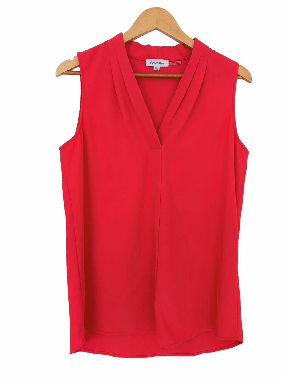 CALVIN KLEIN HOT PINK V-NECK SLEEVELESS TOP/BLOUSE, MEDIUM